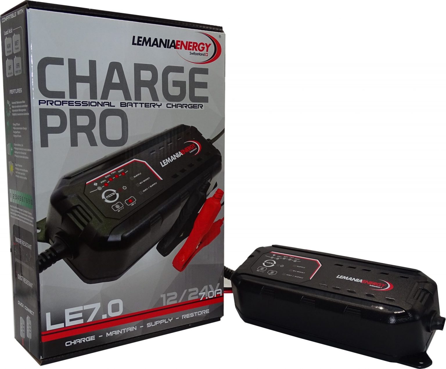 Chargeur H.F. 12/24V 7.0 A LEMANIA - Battery Center